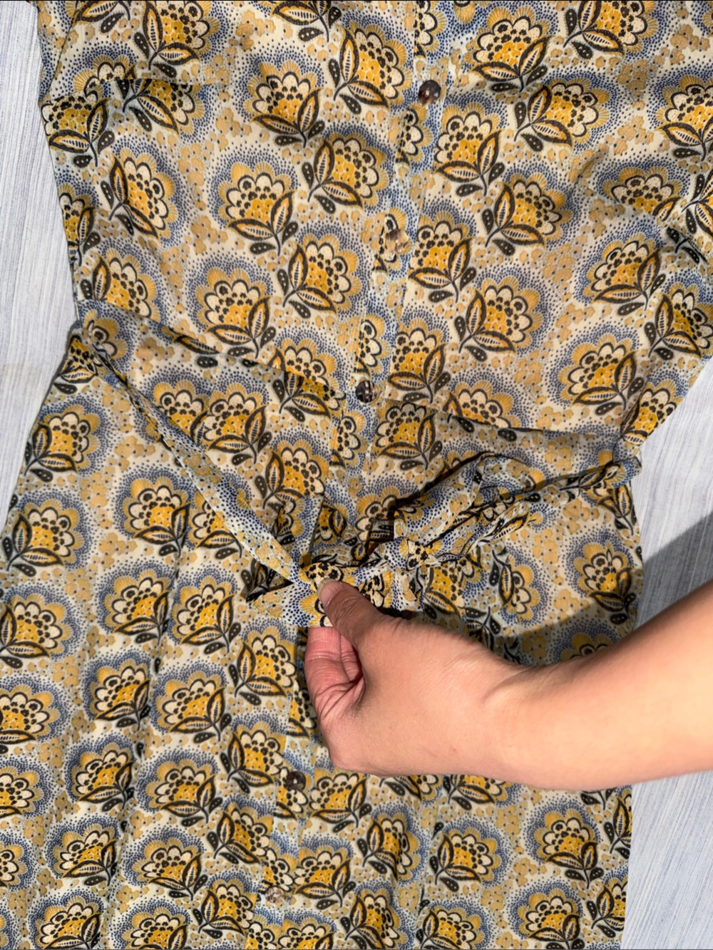 Nordstrom Daniel Rainn DR2 Mustard and Gray Floral Button-Front Maxi Dress - Picture 6 of 12